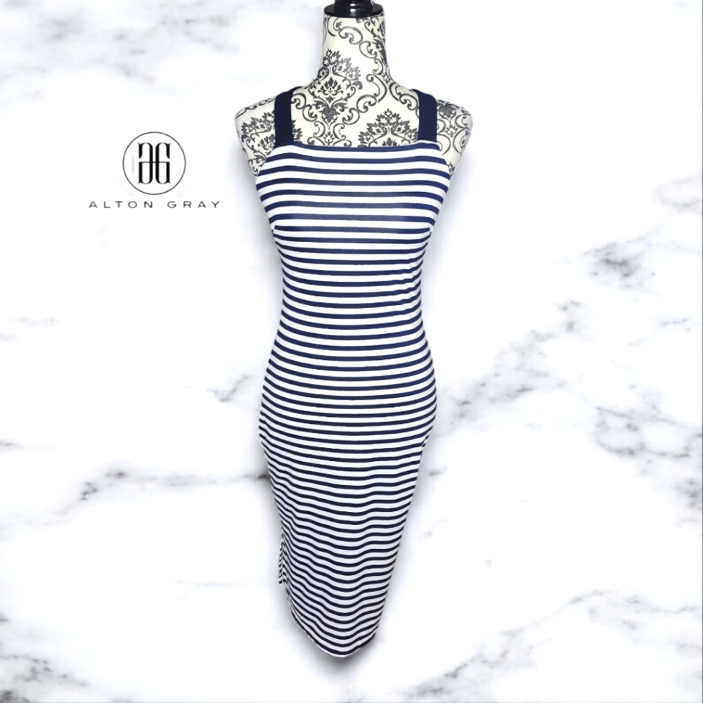 ALTON GRAY Navy Stripped Maxi Dress - 0